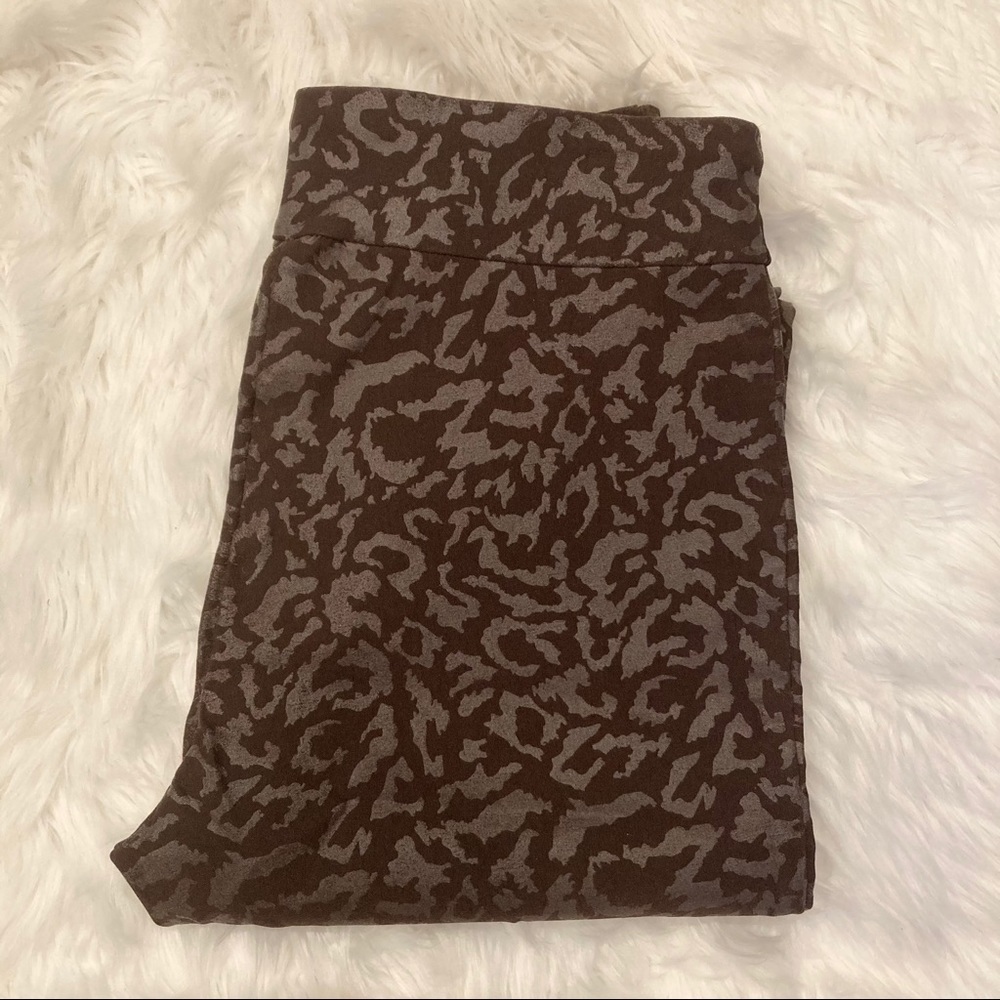 Crazy Larry Brown Animal Print Straight Leg Slacks